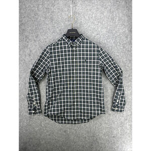 Ralph Lauren Men M Long Sleeve Shirt Blue Plaid Flannel Button Up 100% Cotton